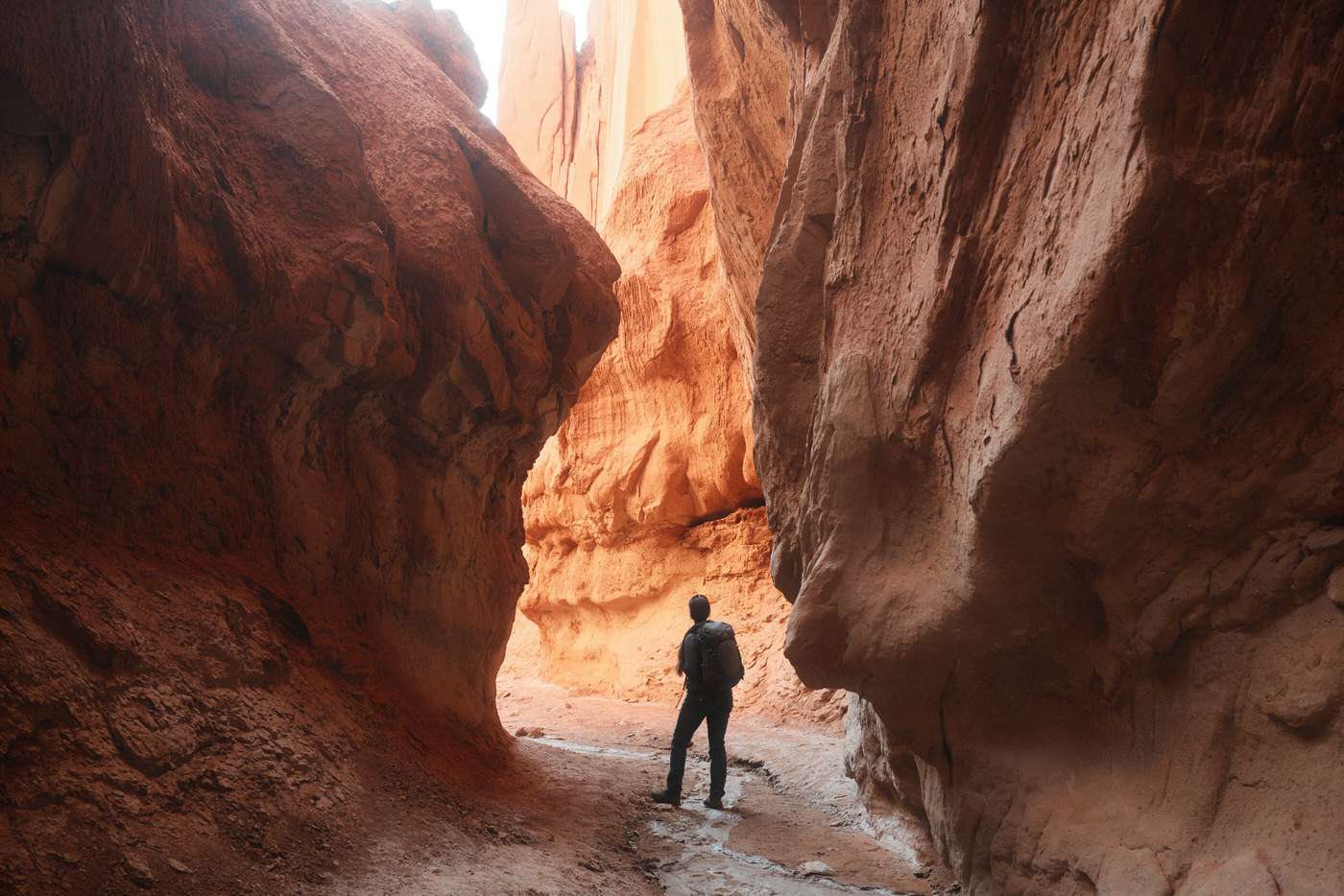 Amanda standing inside Cool Cave in Kodachrome