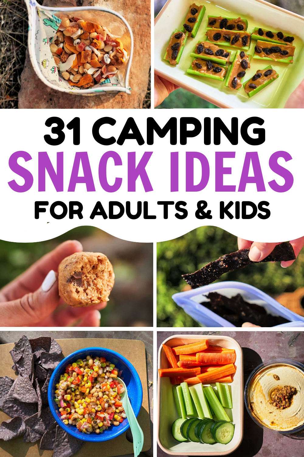 variety of easy camping snacks for adults