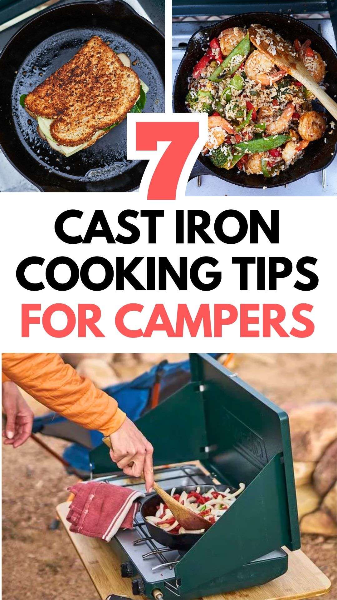7 Cast Iron Cooking Tips for Campers Pinterest Pin