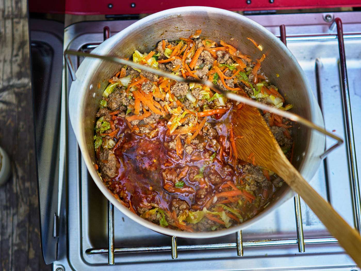 adding the Sweet Ginger Chili Sauce
