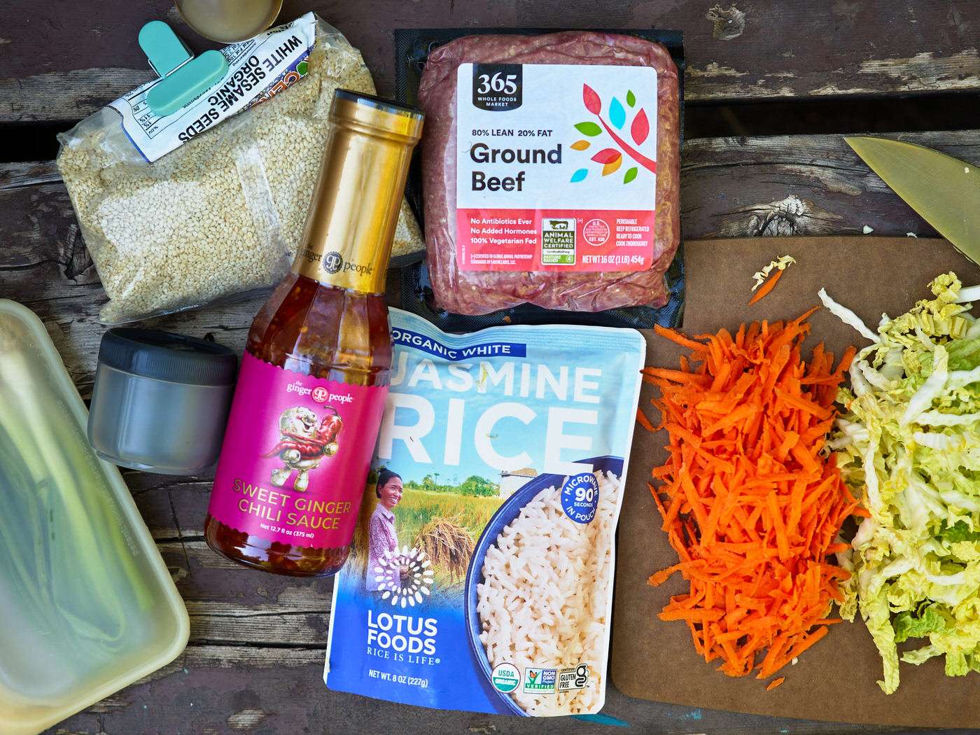 easy camping food hack - all ingredients ready and prepared for a camping meal 
