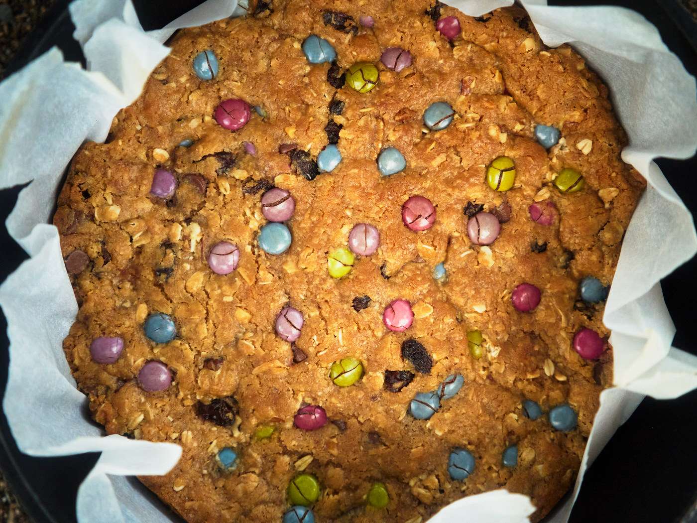 cookie dough cooked in a dutch oven while camping