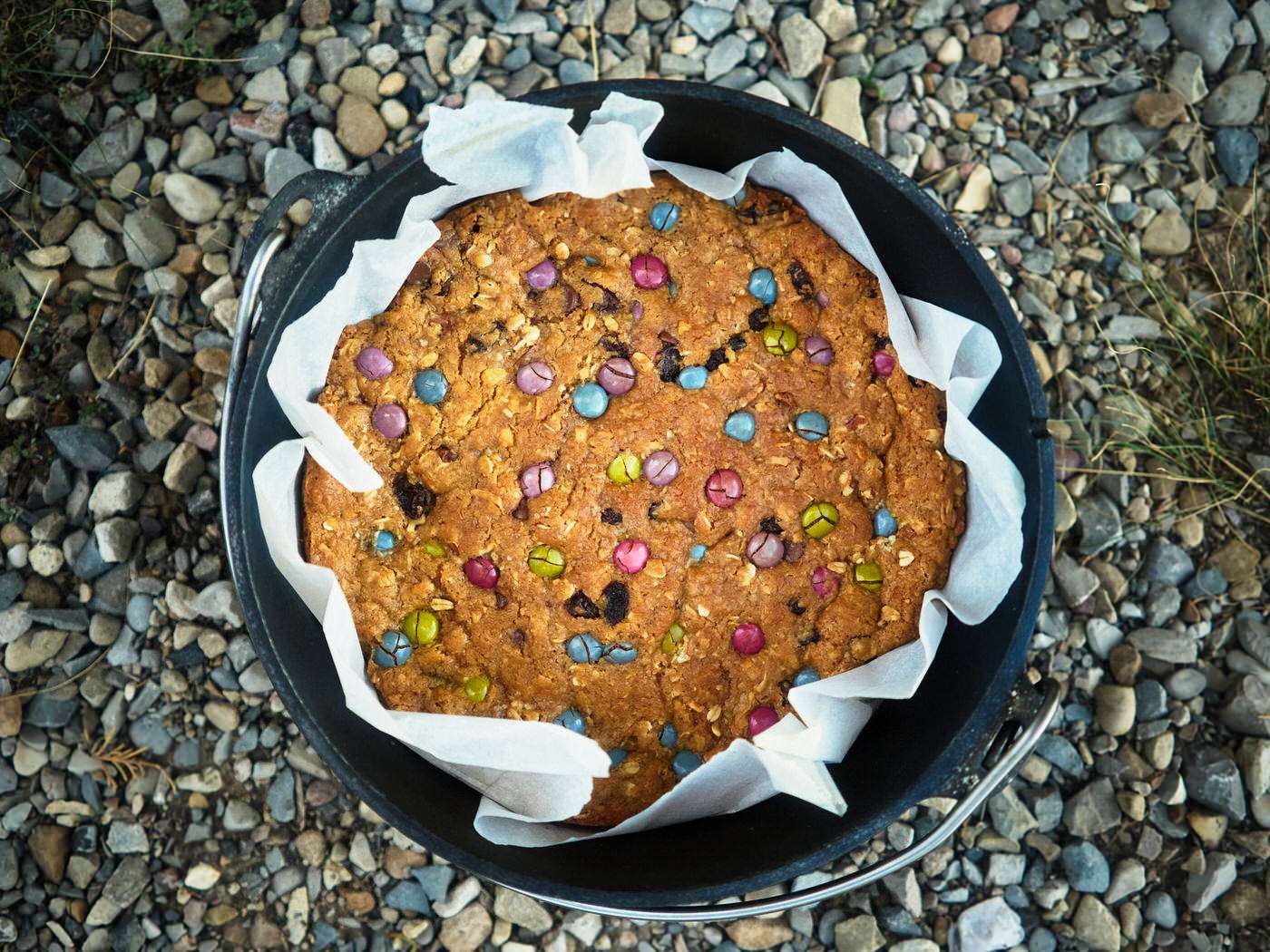 baked cookies in a dutch oven for dessert 
