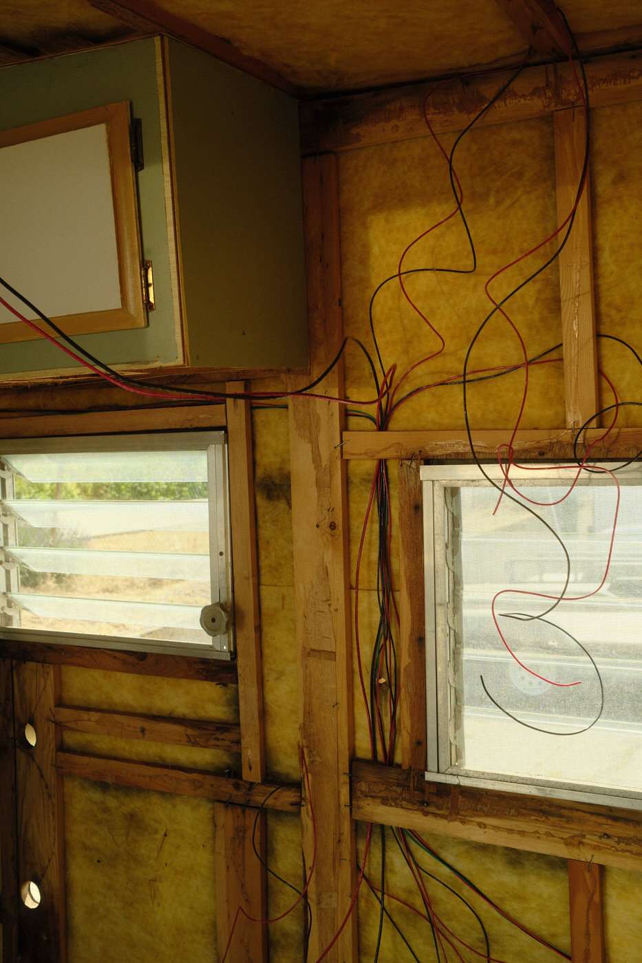 installing the lights in our vintage camper