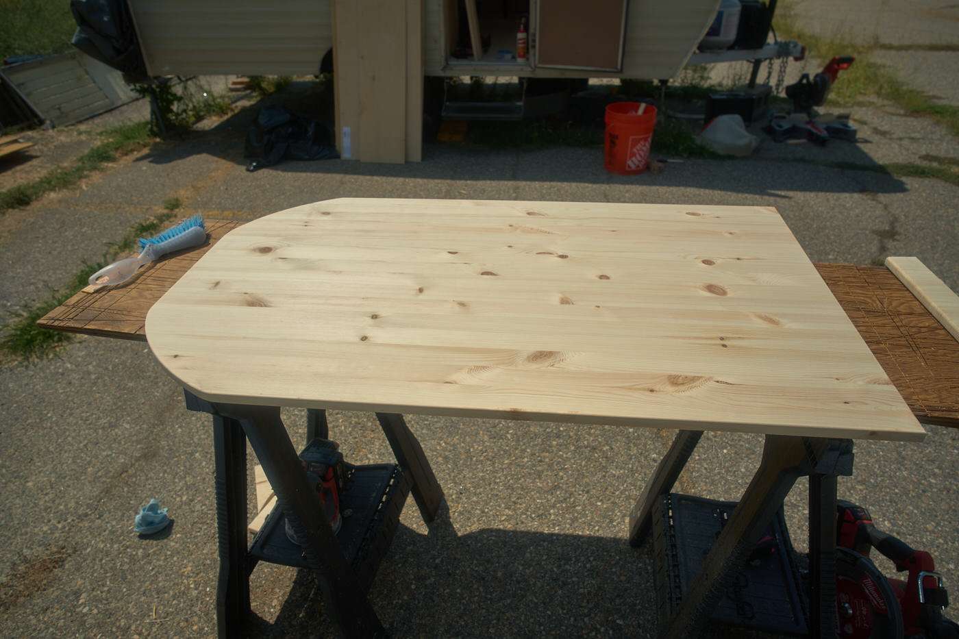 pine table for our small camper table Ikea hack 