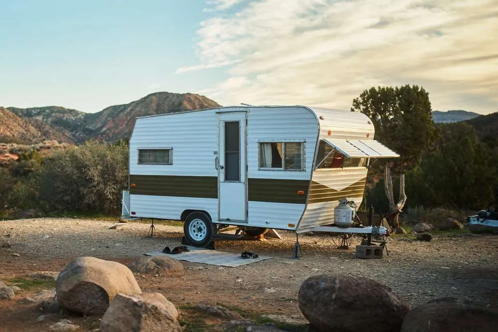 Restored exterior details on a 1960s vintage camper remodel