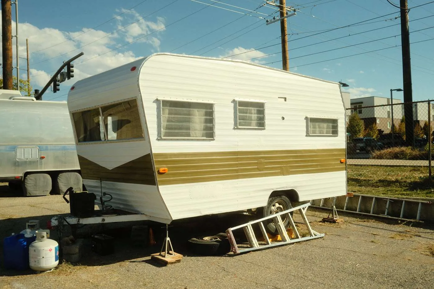Fresh paint on our renovated 1960s vintage camping trailer